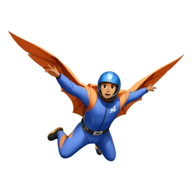 A daring wingsuit athlete soaring between towering mountains, with their wingsuit fully stretched, cutting through the air at high speed. The background features dramatic cliffs and a vast sky, emphasizing the thrill and freedom of base jumping. sticker