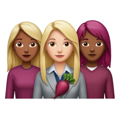 One woman medium length blond highlights hair and One man medium dark skin no hair and One woman long beetroot colour hair  sticker