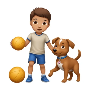 kid and dog playing with ball sticker