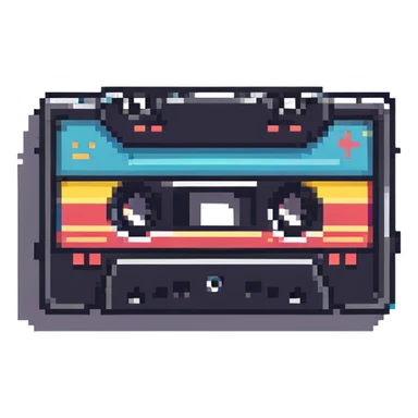 A retro pixel art cassette tape with vibrant colors sticker