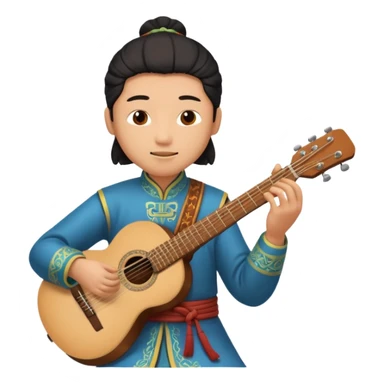 ancient chinese play guitar sticker