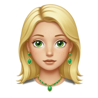 White girl with freckles blonde hair green eyes gold jelwery  sticker