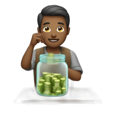 man putting money in the jar sticker
