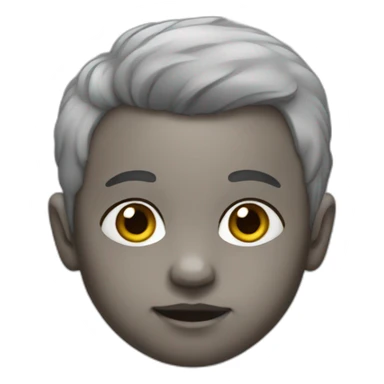 infant emoji with grey skin and very few hairs sticker