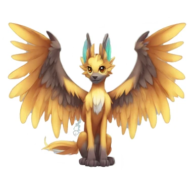 Anthro Sona Cool Edgy Cute Colorful Shy Winged Shiny Fakemon-Fantasy-Creature With Long Hair-Mane Full Body sticker