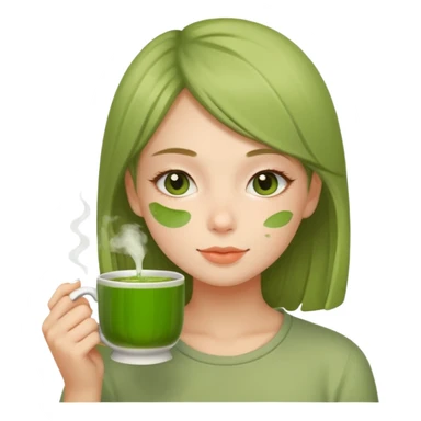 Girl drinking matcha sticker
