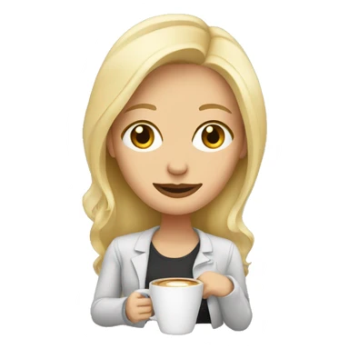 Blonde woman with a coffee cup sticker