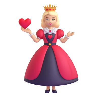 Queen of Hearts from Alice in Wonderland, wearing a red heart-shaped dress sticker