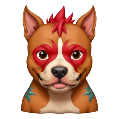 very tattoed face pitbull dog with red spiky hair sticker