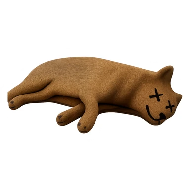 Remove the border and shadow under the dead wolf, keep the rest realistic, add X's on eyes, no background, preserve original look in a realistic style. sticker