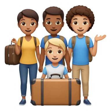 3 persons going on holiday vacation, group travel sticker