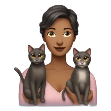 woman and three cats sticker