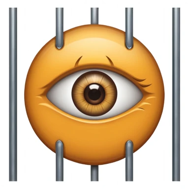 Large eye behind metal bars. sticker