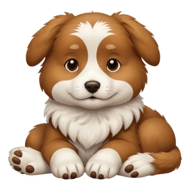 brown and white dog laying down with paws crossed on top of eachother sticker
