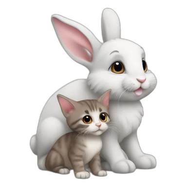 bunny kisses a kitten sticker