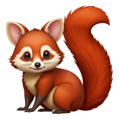 Red-Panda-Cacomistl-Squirrel-Minccino-Emolga-Possum-Potaroo-Wallaby-Bettong-Numbat-Red-Jay-bird-Gryphon-Trico-Furret-hybrid-fusion-Fakémon-animal sticker