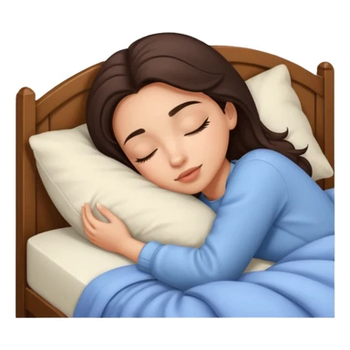 Brunette girl in Cozy bed sleeping, pretty eyelashes, light skin sticker