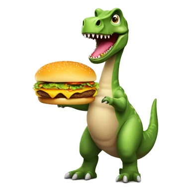 Dino holding a cheeseburger  sticker