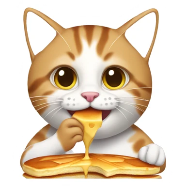Cat eating pancake sticker