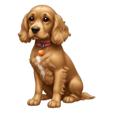 Cocker segurando bola de tênis na boca sticker