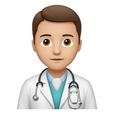 medico con estetoscopio y bata en un hospital sticker