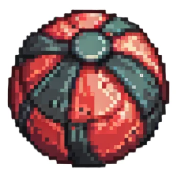 Red digital bomb, round bomb body with red highlights and details, no timer, fierce design, pixel art style sticker