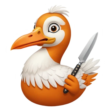 Silly Goose, holding knife in mouth sticker