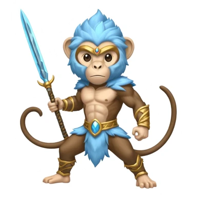 air elemental monkey warior with light blue fur sticker