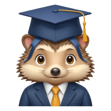 A hedgehog student dressed in a suit and wearing a square academic cap. sticker