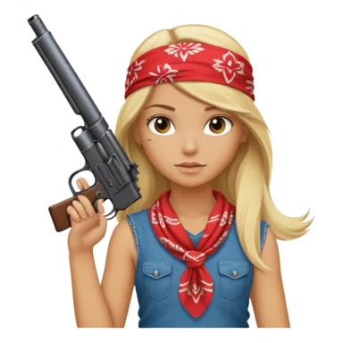 Beautiful blonde Long Hair Gangsta girl with a big gun sticker