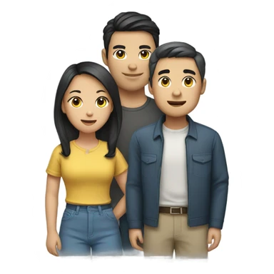 An Asian girl and two asian men sticker