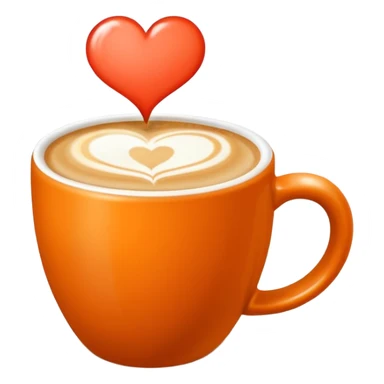 Coffee latte art in a clean orange-color mug sticker