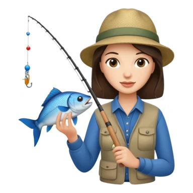 Brunette fishing guide with a fish sticker