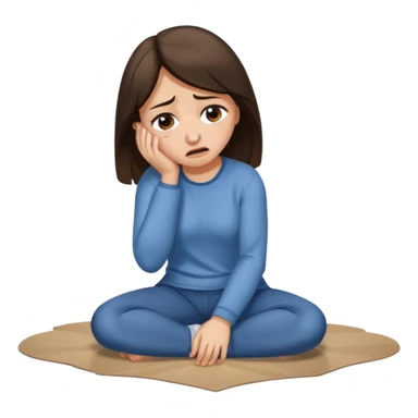 A brunette women crying on floor sticker