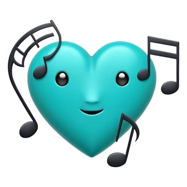 Turquoise heart and notes sticker