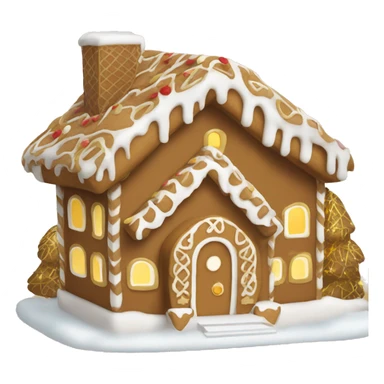 light brown and gold and white gingerbread house sticker