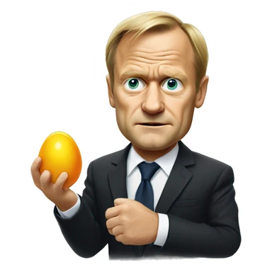 Donald Tusk with an egg in hand sticker