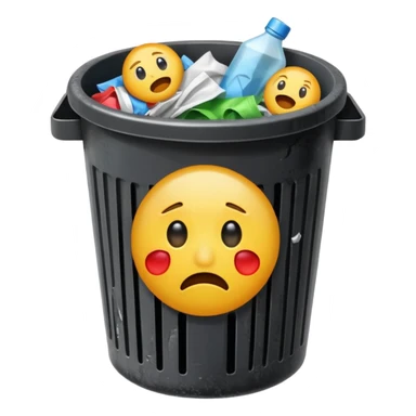 put an emoji into a trash bin. show just the emoji in a trash bin sticker