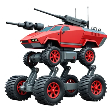 unstoppable American 8-wheel armored personnel stealth self-balancing army massive mech trail vehicle shooting forward side-hill leaning actively robotically articulating hydraulic independent suspended pod gimbal enemy mech off-road racing rover with large fast engine RC basher crawler megatron  sticker