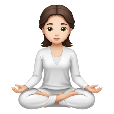 brunette cute girl meditating in white outfit  sticker