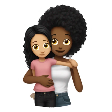 red haired woman hugging black hair punk daughter sticker