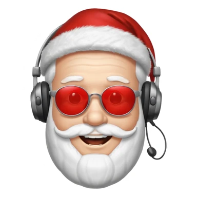 santa klaus with sunglasses with big smile with headphones sticker
