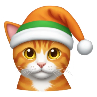 Orange cat wearing a Christmas hat sticker