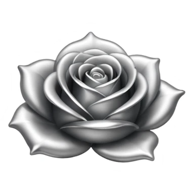 A rose emoji made of liquid silver metal minimalistic iOS emoji style, centered, sticker