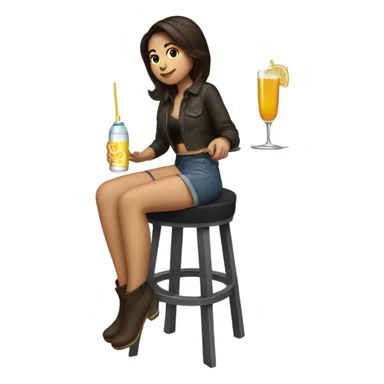 Brunette girl sitting at a bar  sticker
