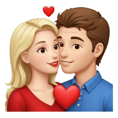 a man and a woman kissing with hearts sticker