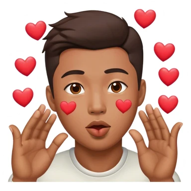 asian man flying kisses hearts sticker