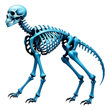 A black and blue gradient epic shiny cool edgy skeletal animal, full body sticker