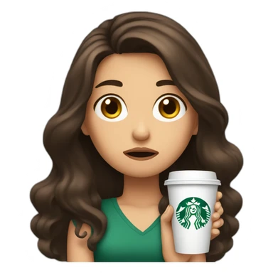 upset stressed anxious brunette girl holding starbucks sticker
