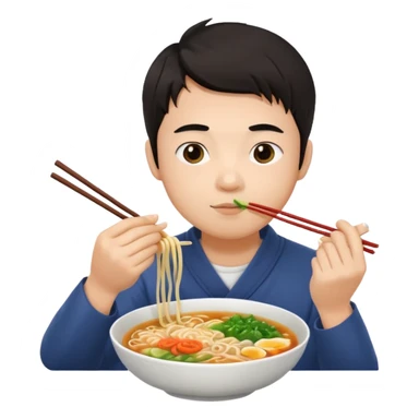 Asian guy eating ramen sticker